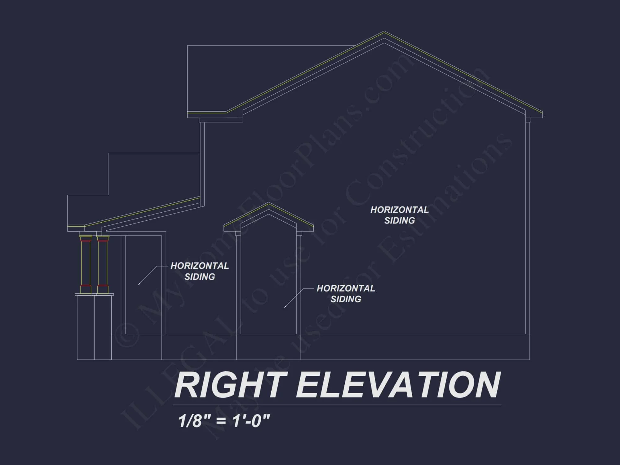 Modern Colonial Revival house Plan with 4 Bedrooms & CAD Blueprint