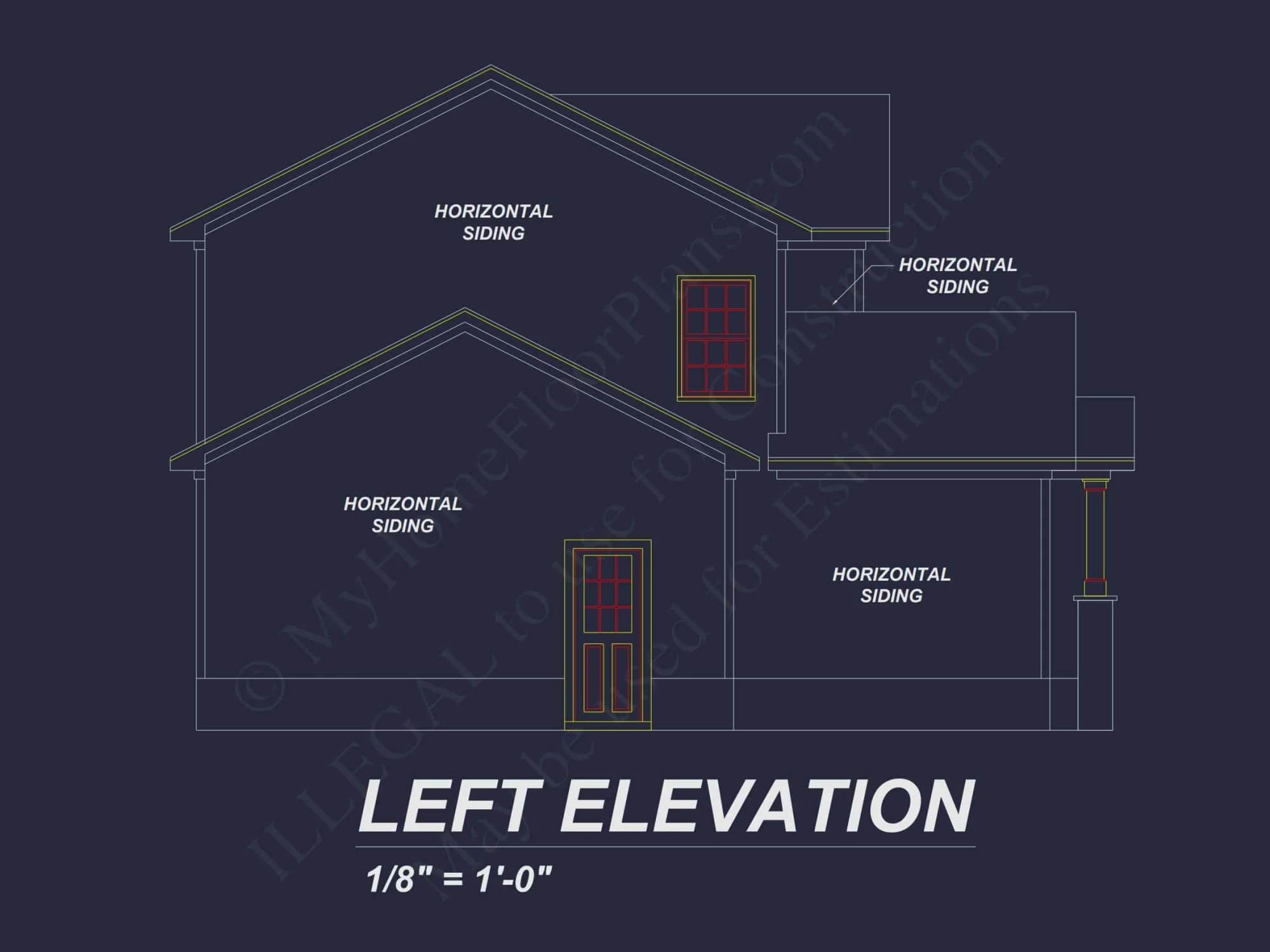 Modern Colonial Revival house Plan with 4 Bedrooms & CAD Blueprint
