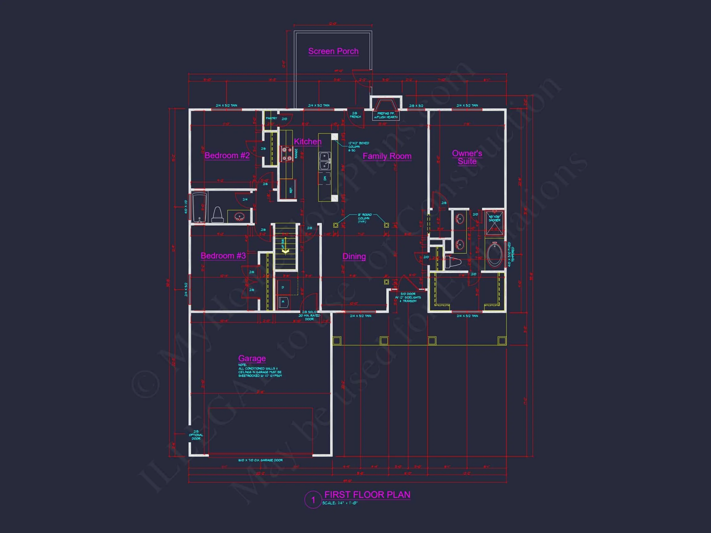 11-1954 HOUSE PLAN -Modern Farmhouse Home Plan - 3-Bed, 2.5-Bath, 2,450 SF 9 Craftsman house Plan: Blueprint CAD Floor Plan Designs