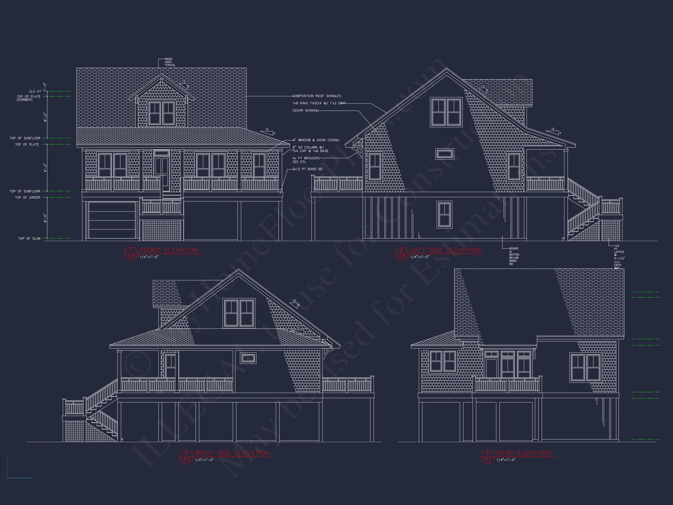 11-1922 HOUSE PLAN -Coastal Home Plan - 3-Bed, 2-Bath, 1,724 SF 4 house Plan Blueprint with CAD Designs for Coastal Living