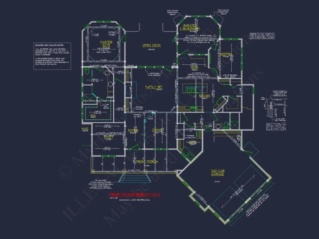 Country house: 3-Bed, 2-Bath, 2-Story Floor Plan