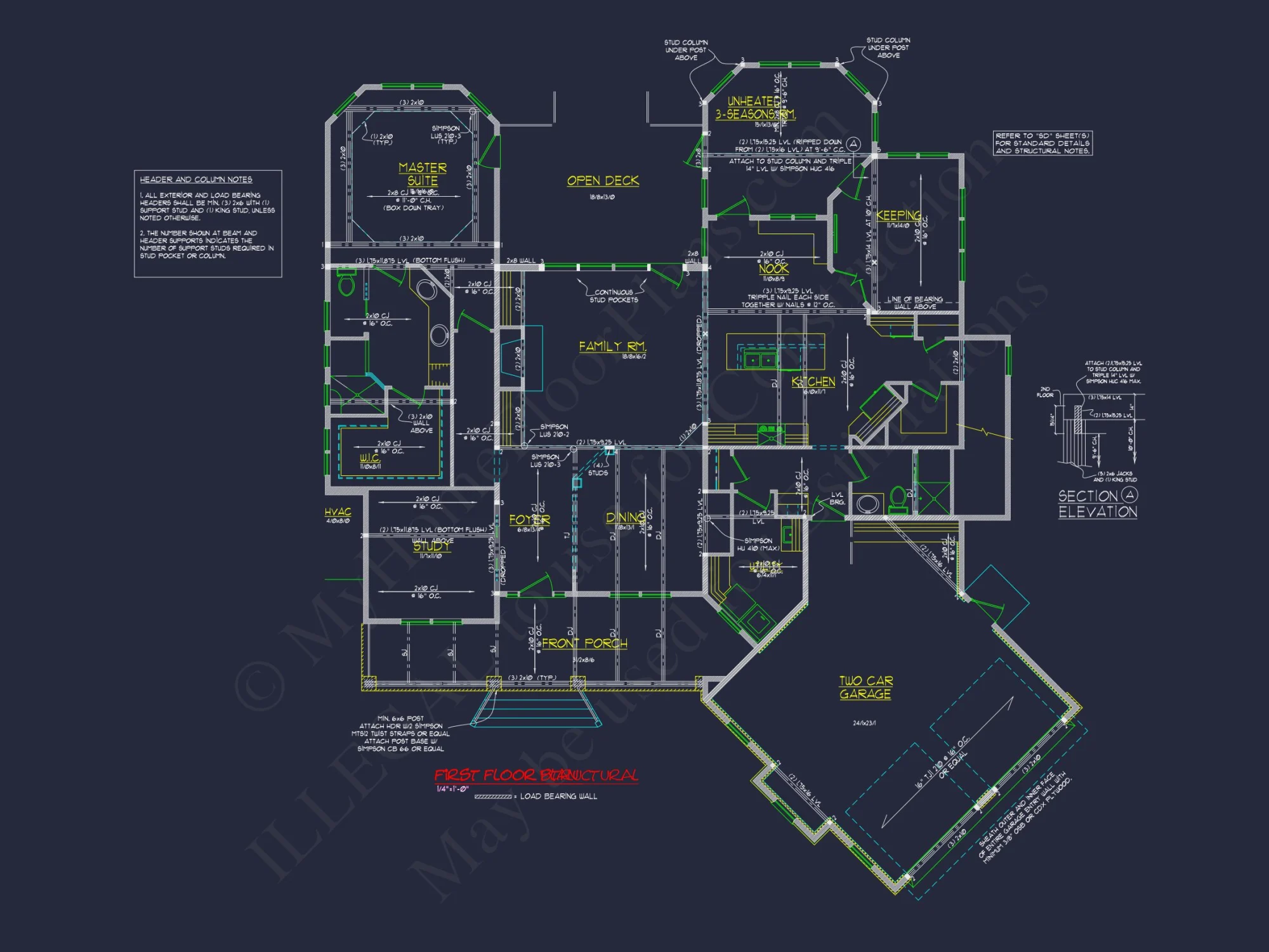 Country house: 3-Bed, 2-Bath, 2-Story Floor Plan