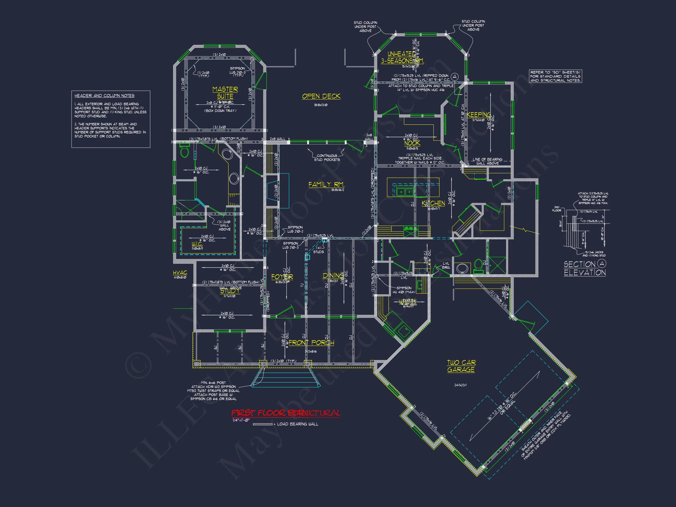 Country house: 3-Bed, 2-Bath, 2-Story Floor Plan