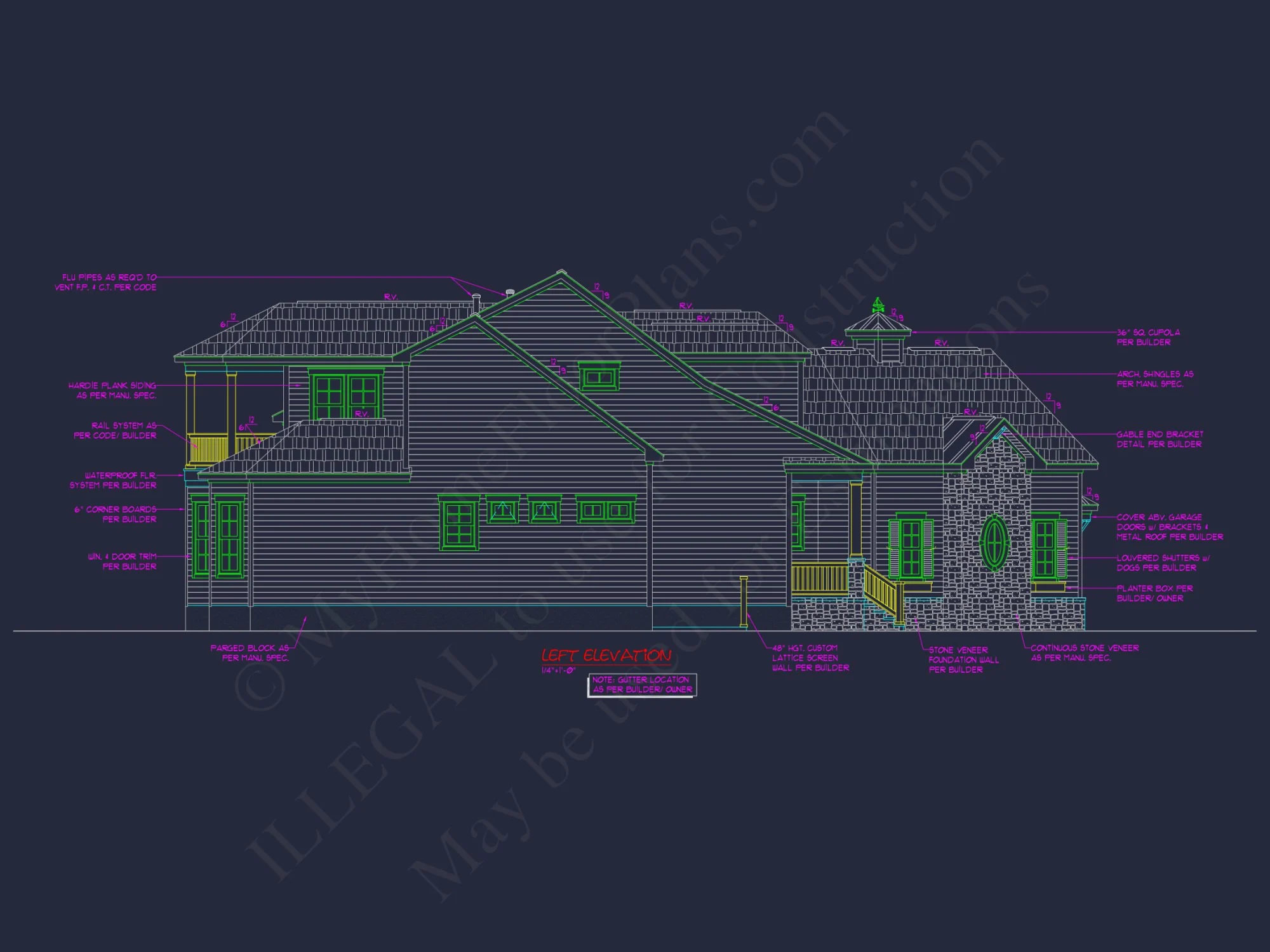 Country house: 3-Bed, 2-Bath, 2-Story Floor Plan