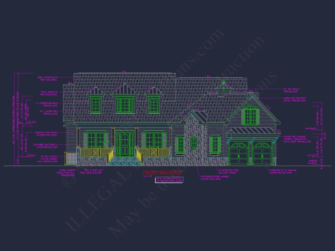 Country house: 3-Bed, 2-Bath, 2-Story Floor Plan