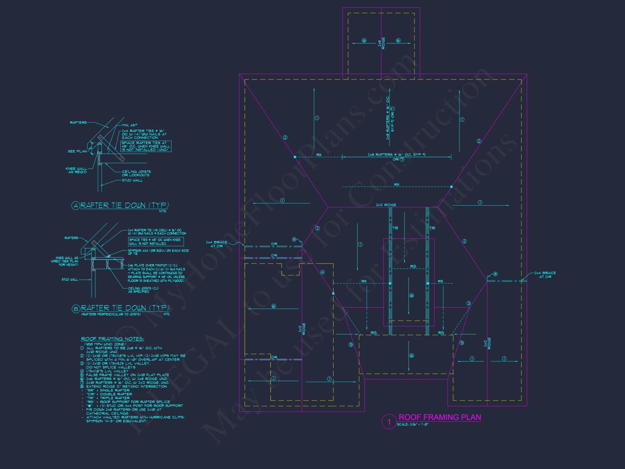 Modern house Plan with 3 Beds, Open Floor Plan & CAD Designs