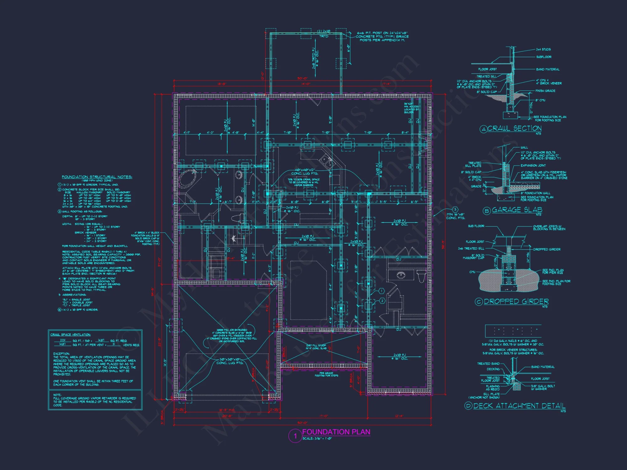 Modern house Plan with 3 Beds, Open Floor Plan & CAD Designs