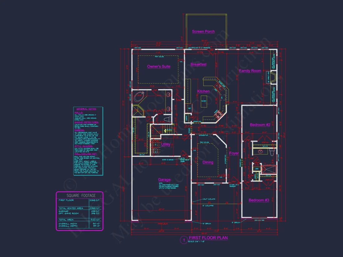 Modern house Plan with 3 Beds, Open Floor Plan & CAD Designs