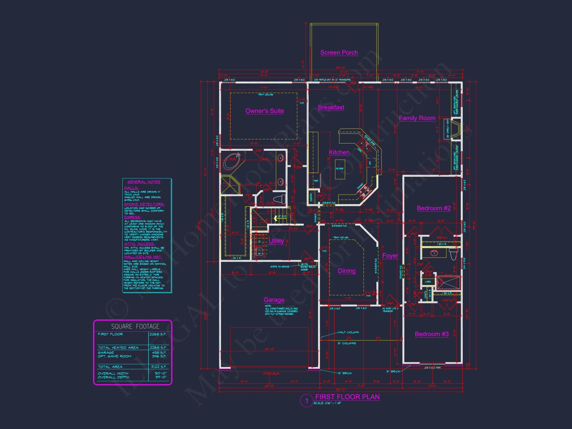 Modern house Plan with 3 Beds, Open Floor Plan & CAD Designs