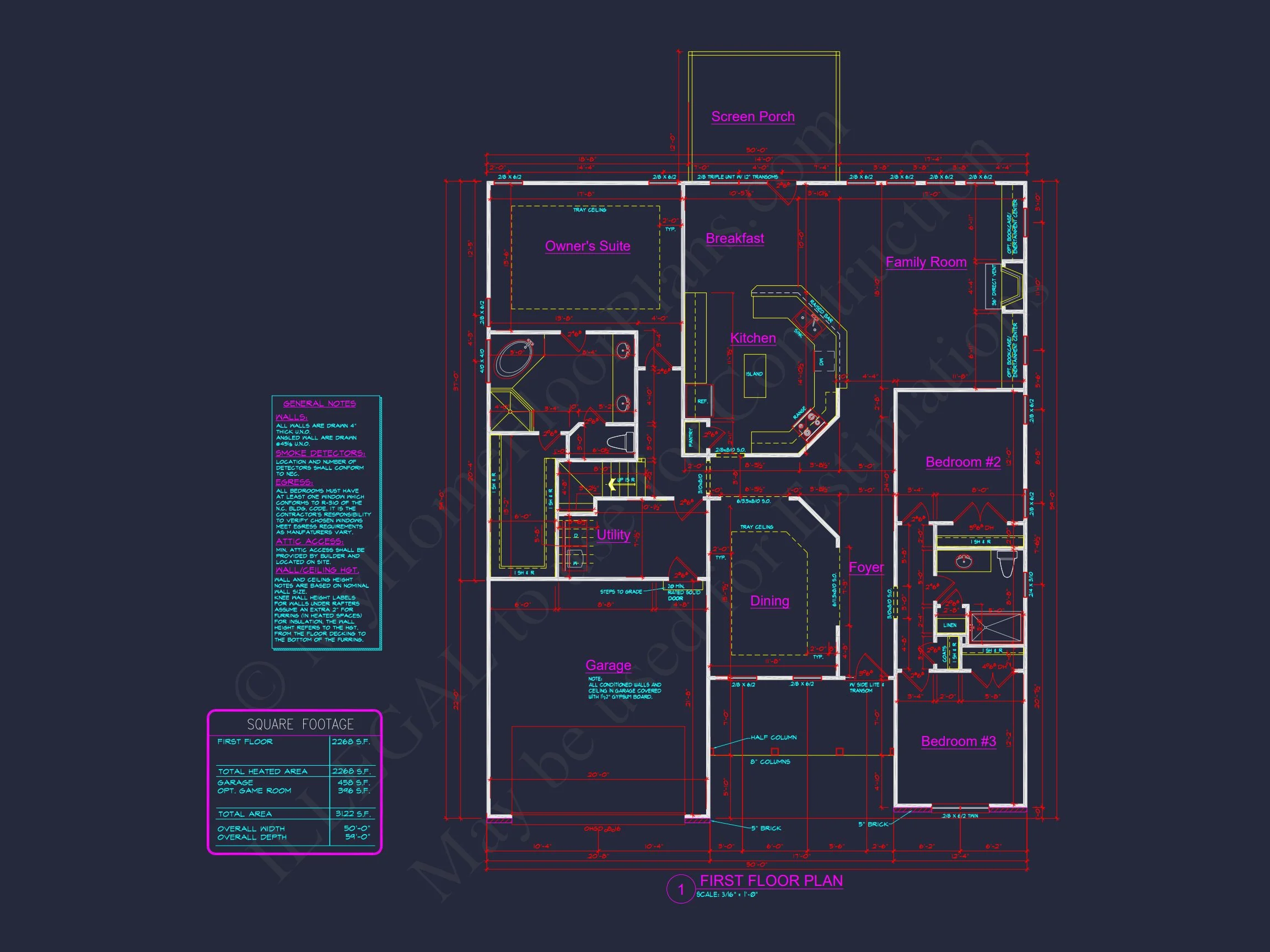Modern house Plan with 3 Beds, Open Floor Plan & CAD Designs