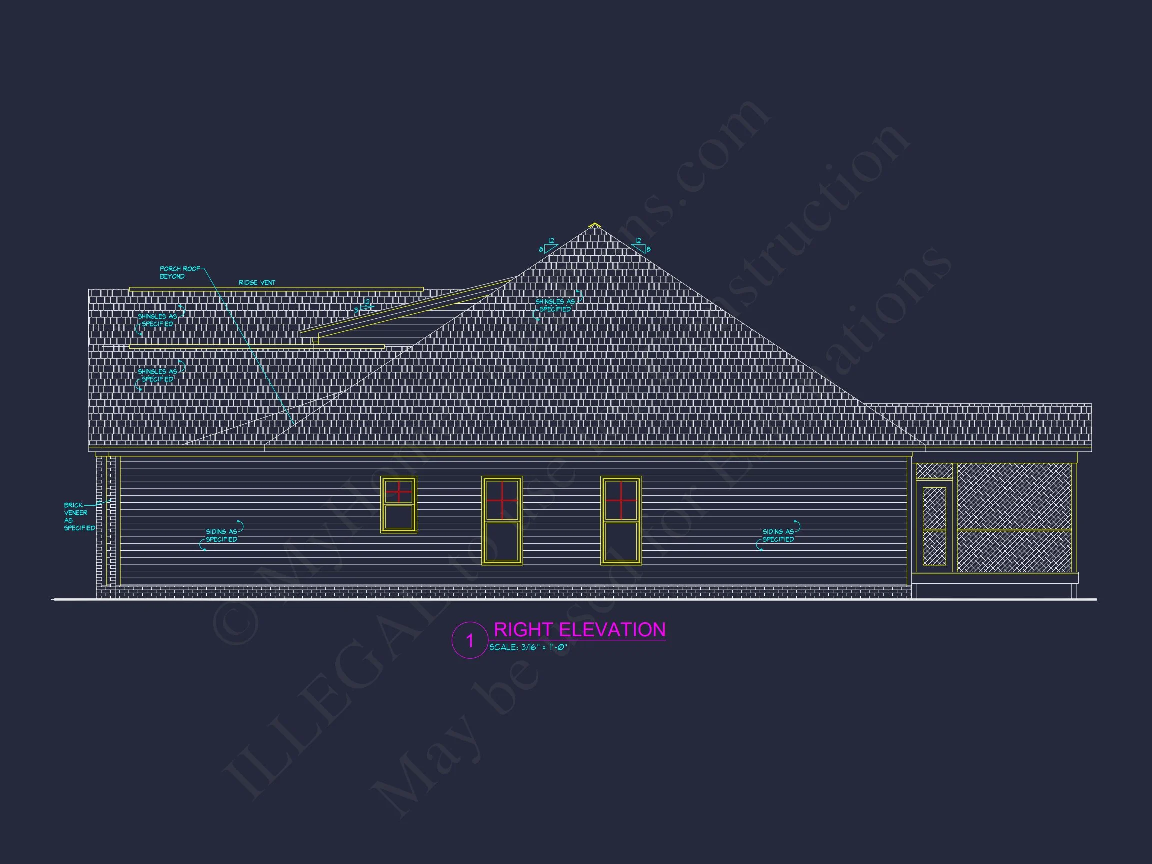 Modern house Plan with 3 Beds, Open Floor Plan & CAD Designs
