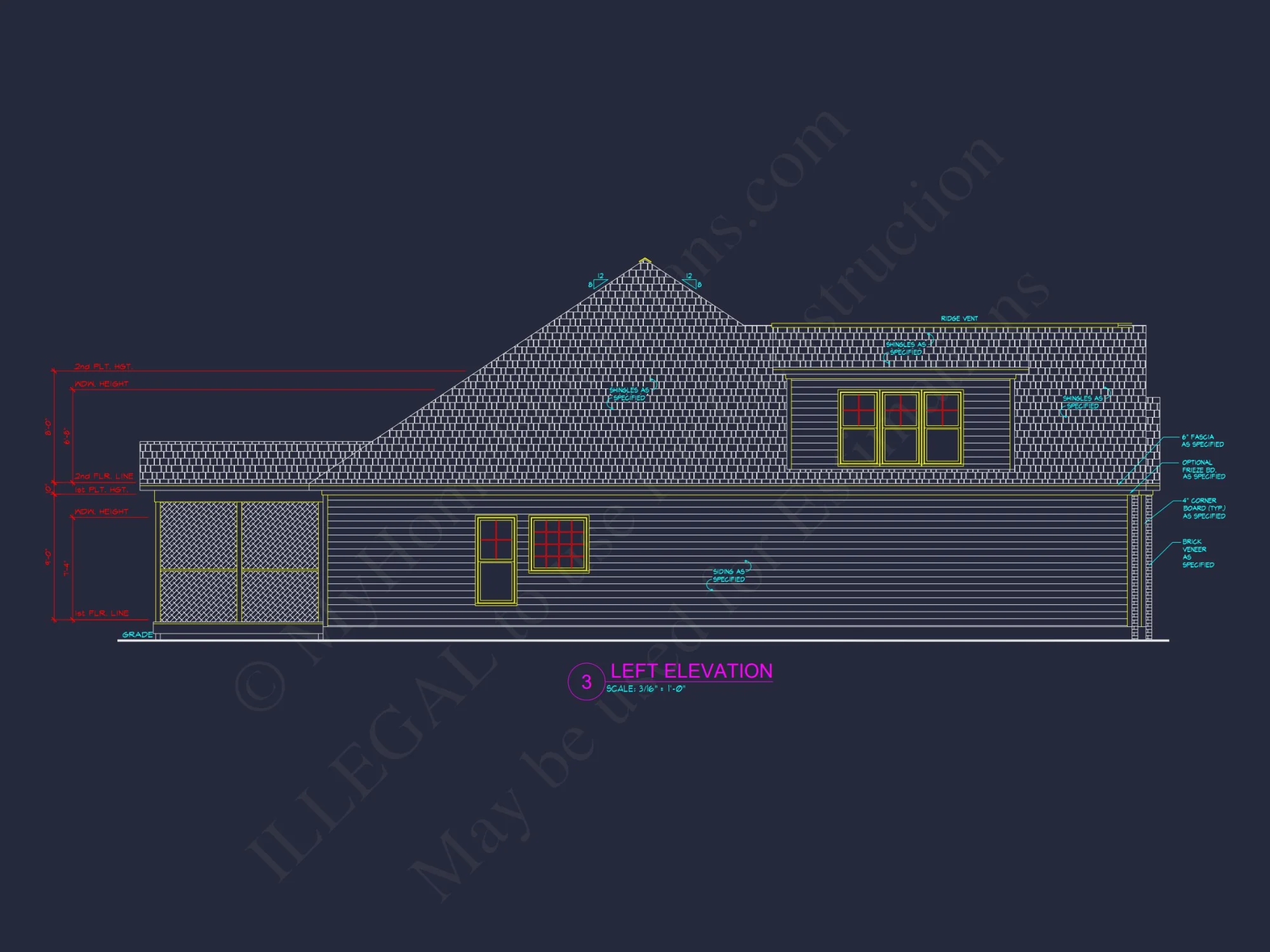 Modern house Plan with 3 Beds, Open Floor Plan & CAD Designs