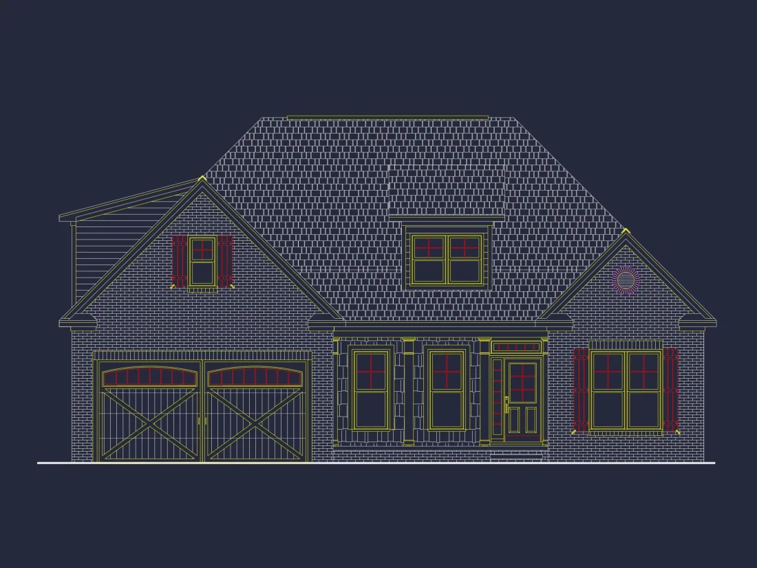 Modern house Plan with 3 Beds, Open Floor Plan & CAD Designs