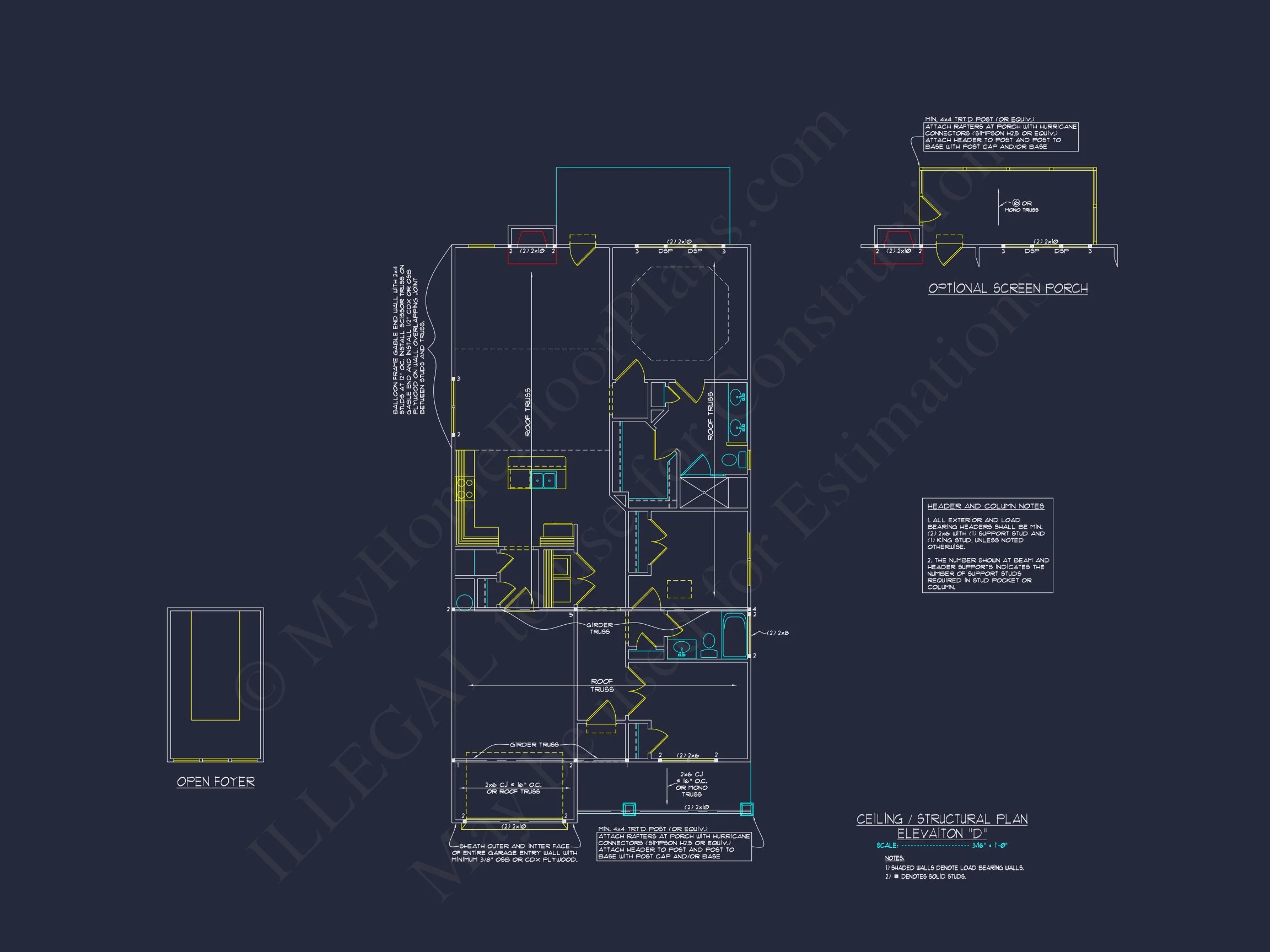 Craftsman house Plan with Open Floor Layout and CAD Designs
