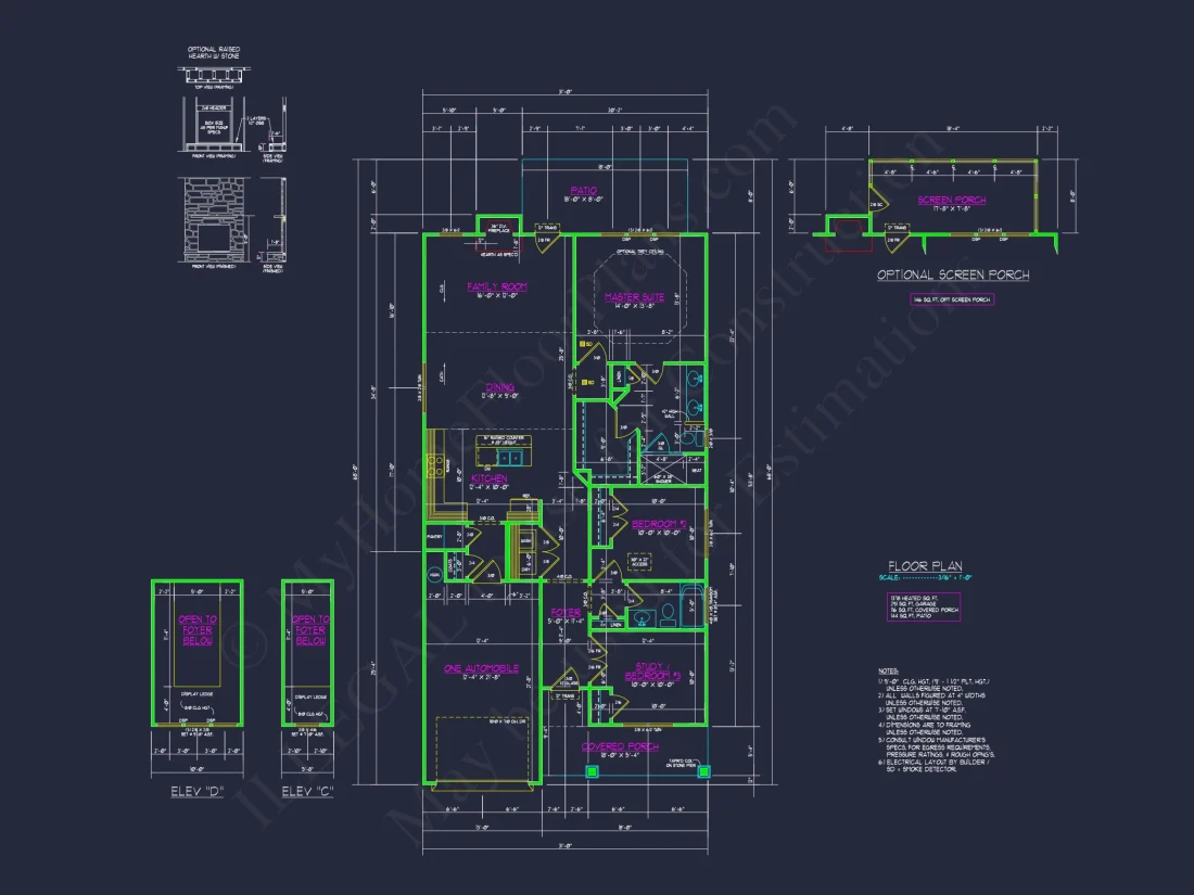 Craftsman house Plan with Open Floor Layout and CAD Designs