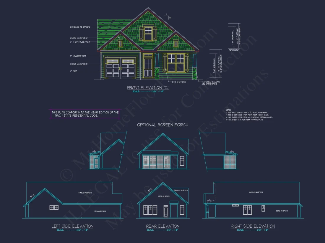 Craftsman house Plan with Open Floor Layout and CAD Designs