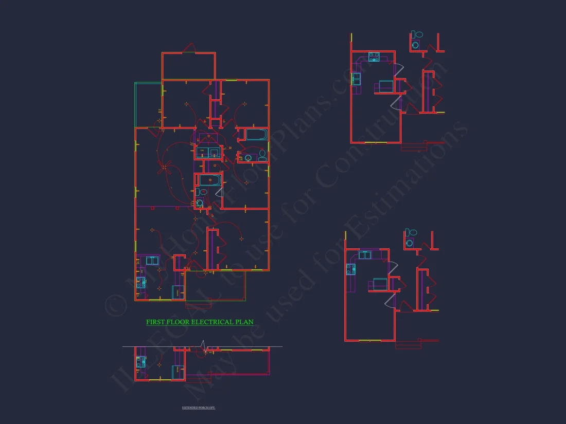 Craftsman house Floor Plan - Detailed CAD Blueprint Designs