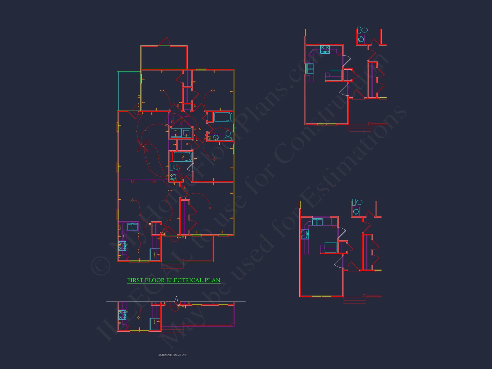 Craftsman house Floor Plan - Detailed CAD Blueprint Designs