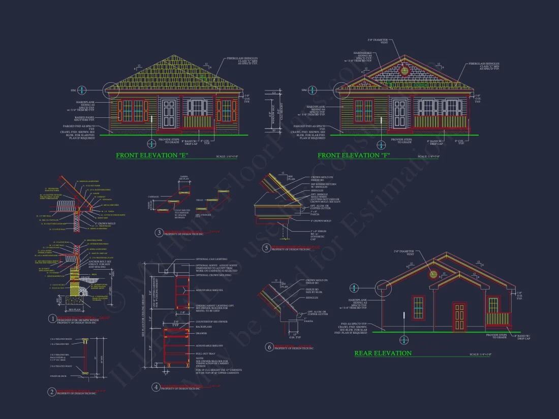 Craftsman house Floor Plan - Detailed CAD Blueprint Designs
