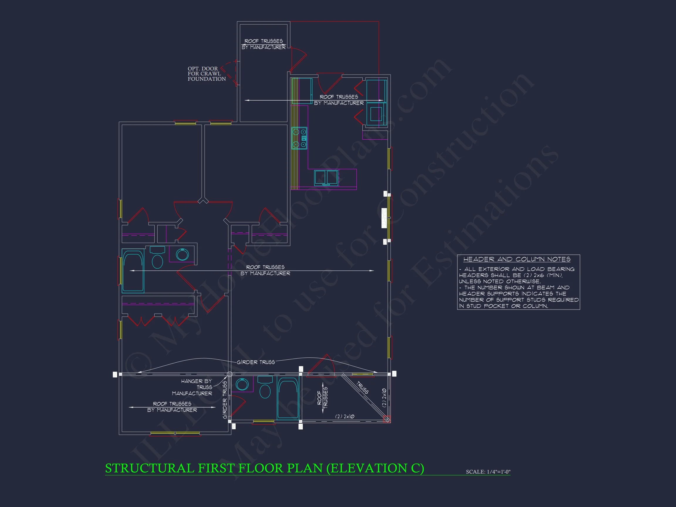 Craftsman house Plan with Open Floor Design & Detailed CAD