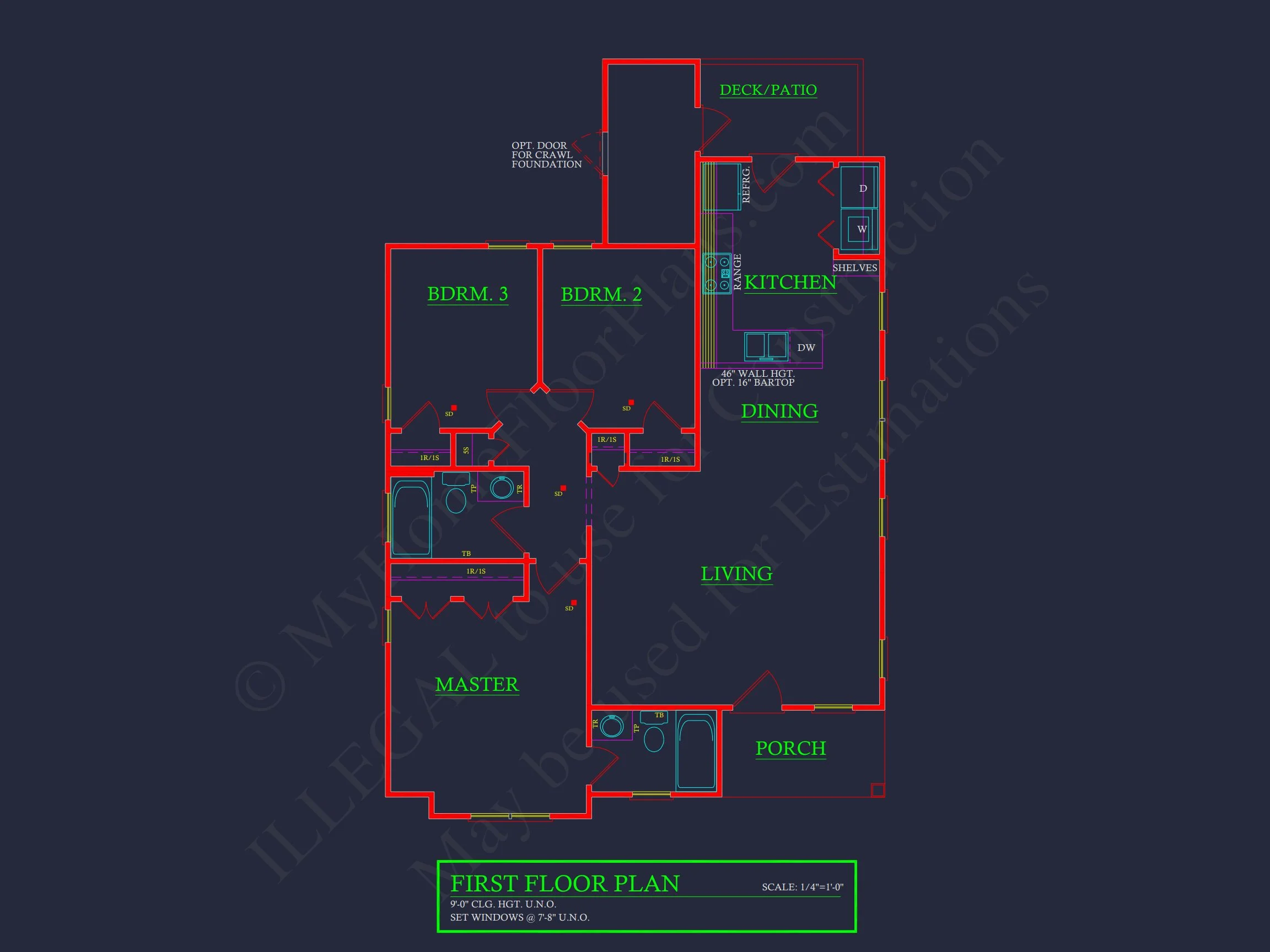 Craftsman house Plan with Open Floor Design & Detailed CAD