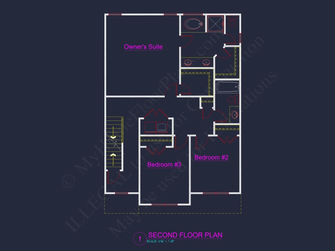 Spacious 4-Bedroom house Plan - 2 Stories, CAD Blueprint Design