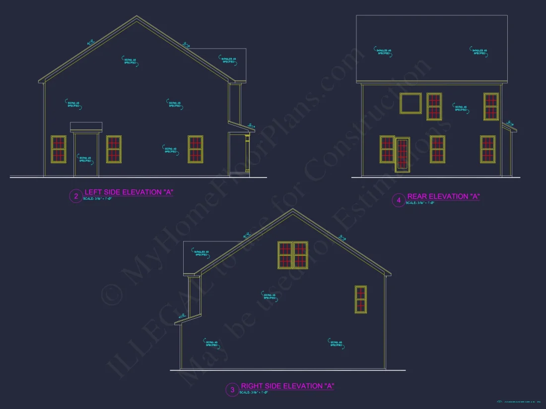Spacious 4-Bedroom house Plan - 2 Stories, CAD Blueprint Design