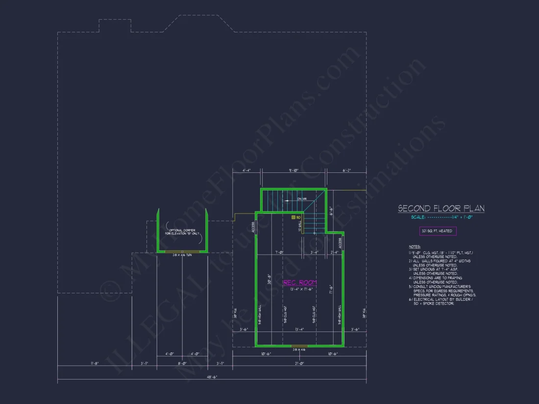Charming house Plan: Blueprint Design with 1.5 Floors & Garage