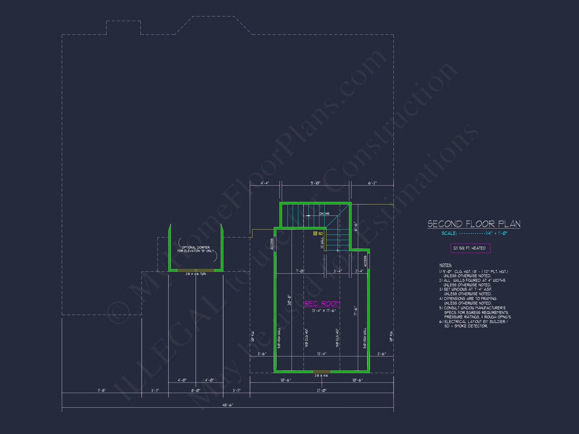 Charming house Plan: Blueprint Design with 1.5 Floors & Garage