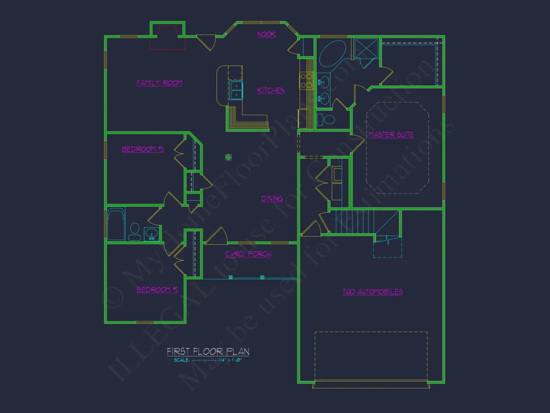 Charming house Plan: Blueprint Design with 1.5 Floors & Garage