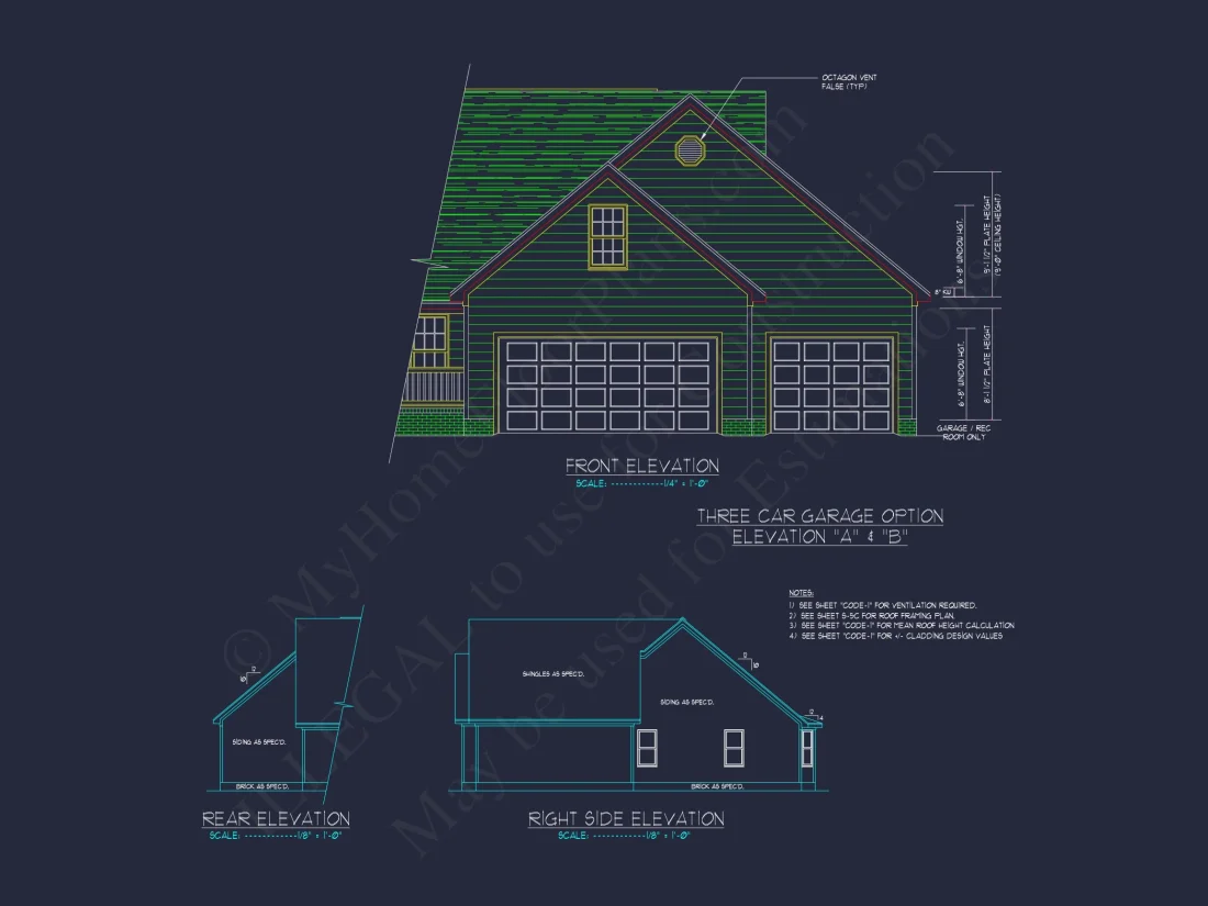 Charming house Plan: Blueprint Design with 1.5 Floors & Garage