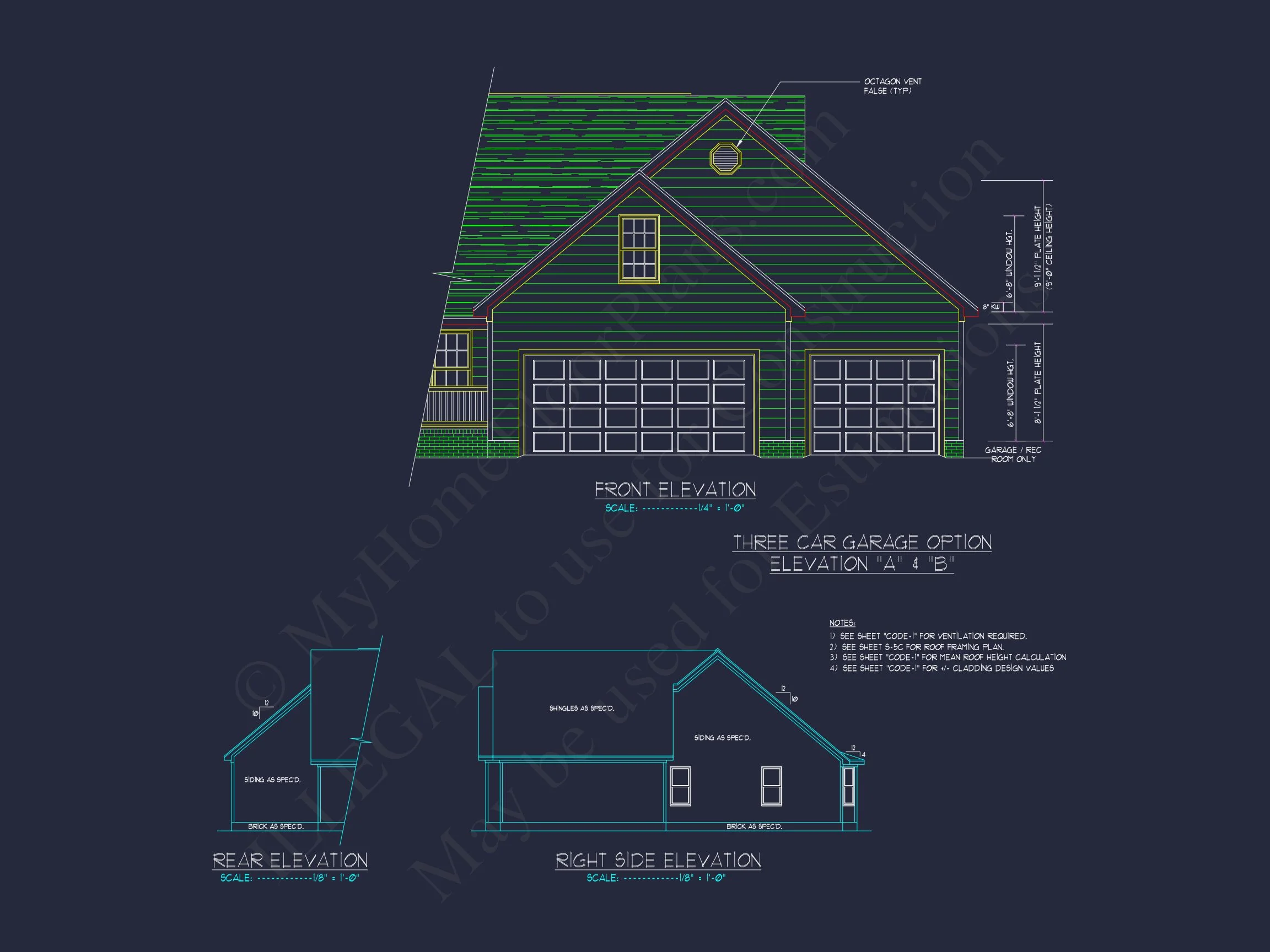 Charming house Plan: Blueprint Design with 1.5 Floors & Garage
