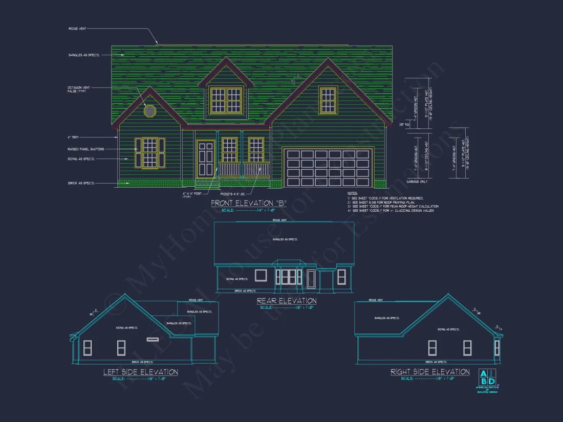Charming house Plan: Blueprint Design with 1.5 Floors & Garage