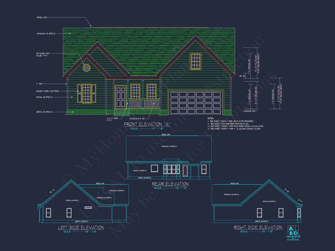 Charming house Plan: Blueprint Design with 1.5 Floors & Garage