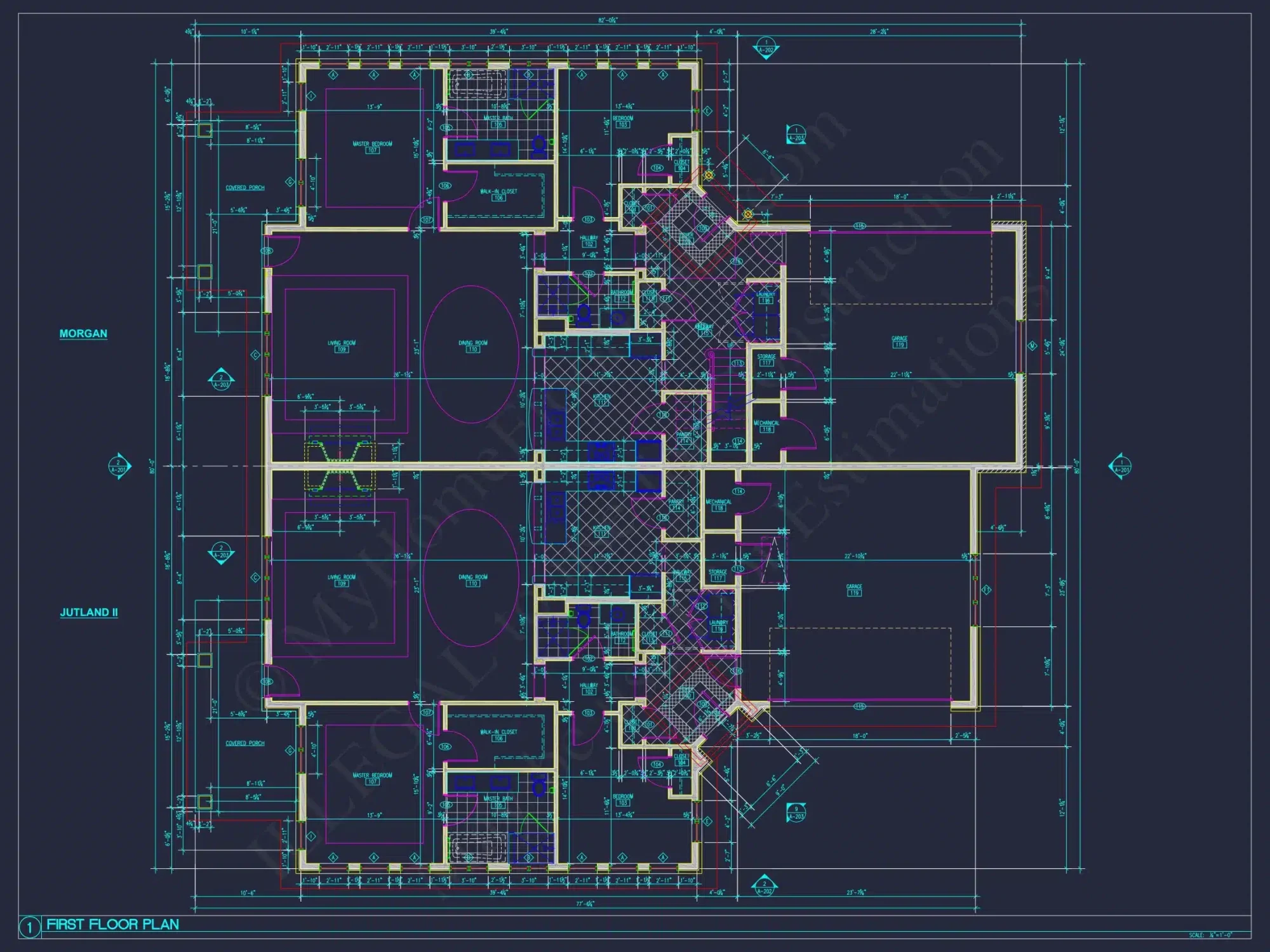Modern Duplex house Plan with Detailed Blueprint & CAD Designs