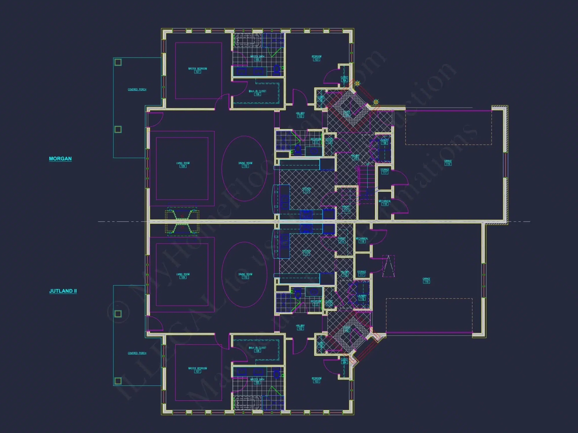 Modern Duplex house Plan with Detailed Blueprint & CAD Designs