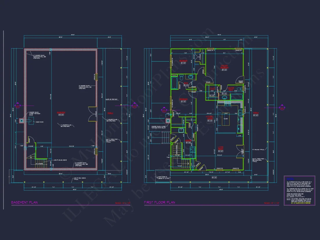 2-Story Cabin house Plan with Open Floor Plan & Basement