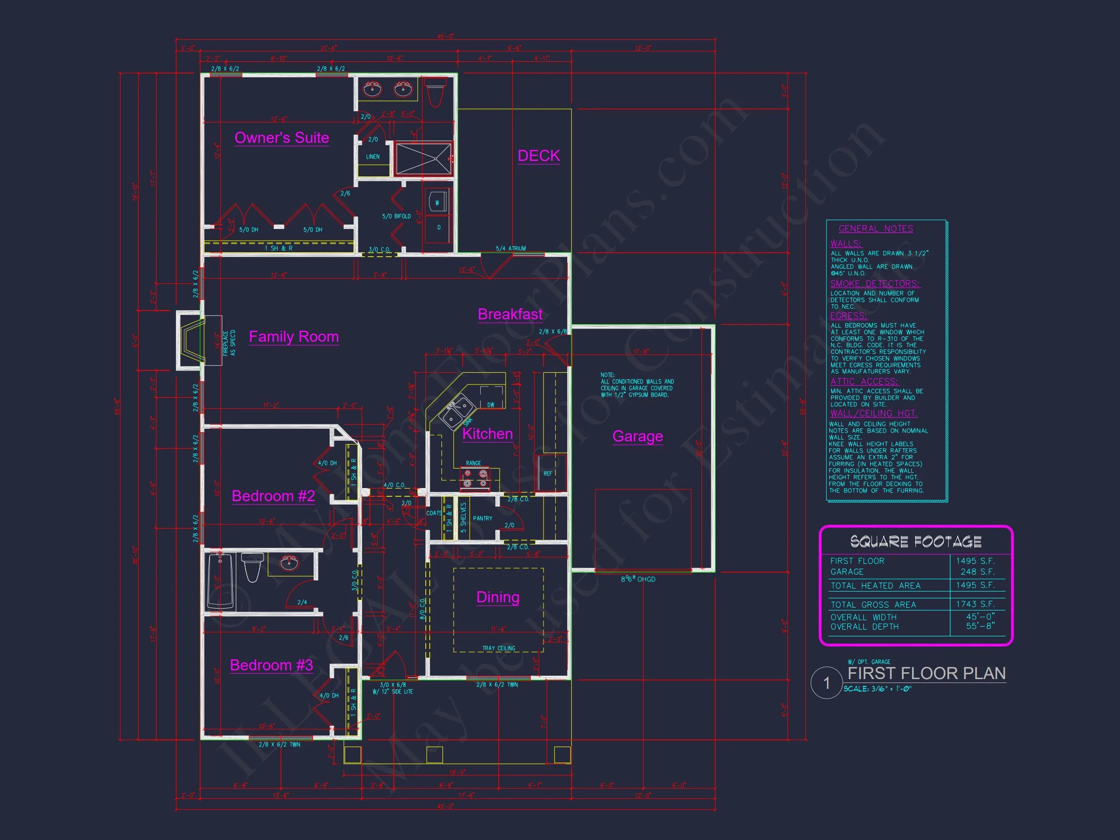 10-1668 HOUSE PLAN -Craftsman Ranch Home Plan - 3-Bed, 2-Bath, 1,495 SF 15 Customizable Small house Floor Plan