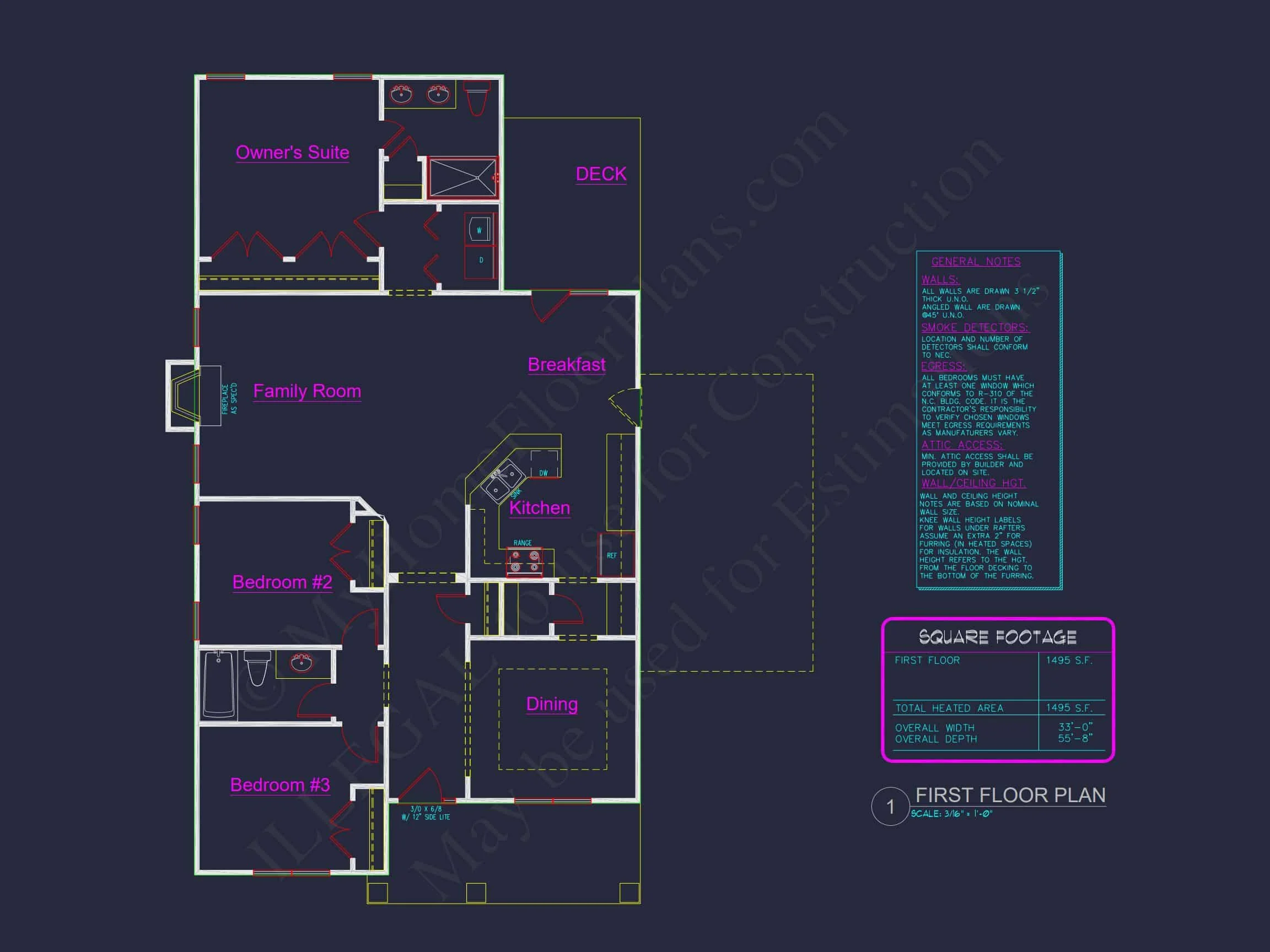 10-1668 HOUSE PLAN -Craftsman Ranch Home Plan - 3-Bed, 2-Bath, 1,495 SF 12 CAD Architecture Designs