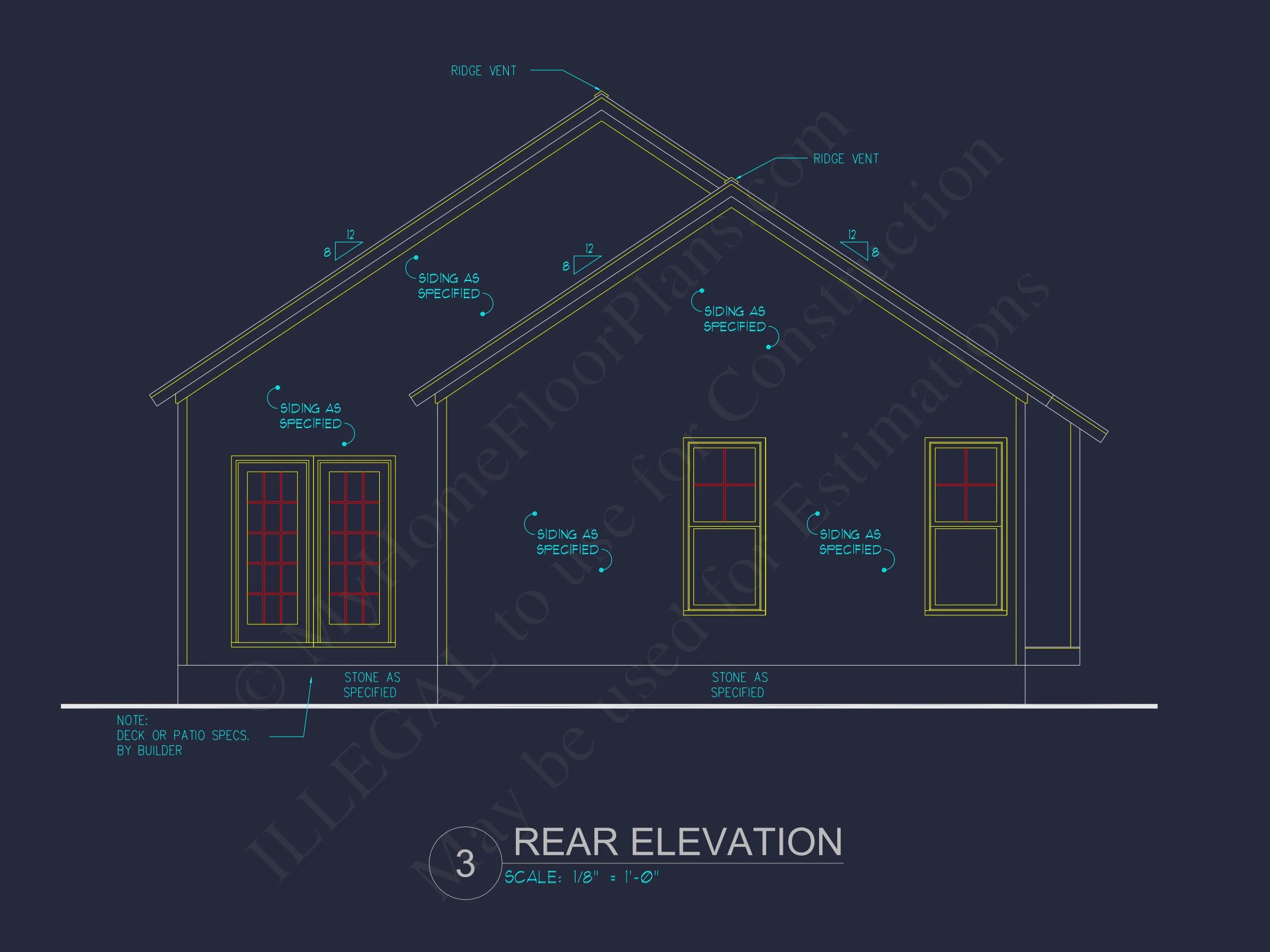 10-1668 HOUSE PLAN -Craftsman Ranch Home Plan - 3-Bed, 2-Bath, 1,495 SF 8 CAD Architecture Designs
