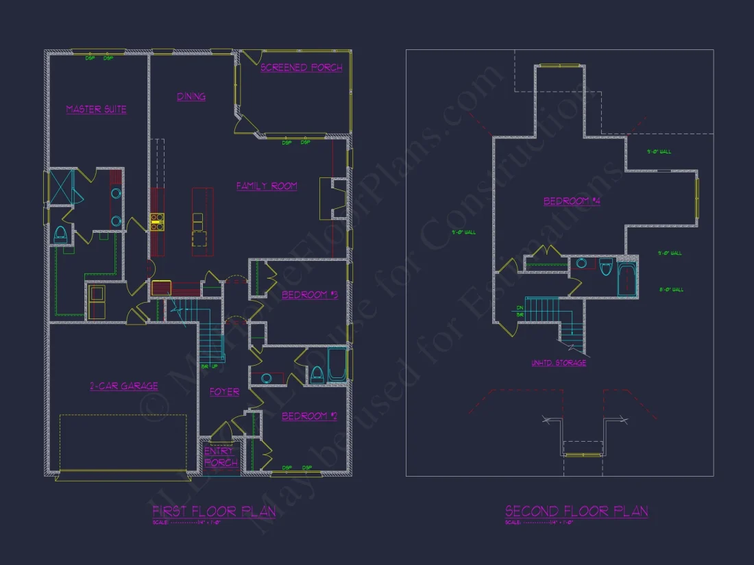 Spacious house Design with 4 Beds, Open Floor, & CAD Blueprint