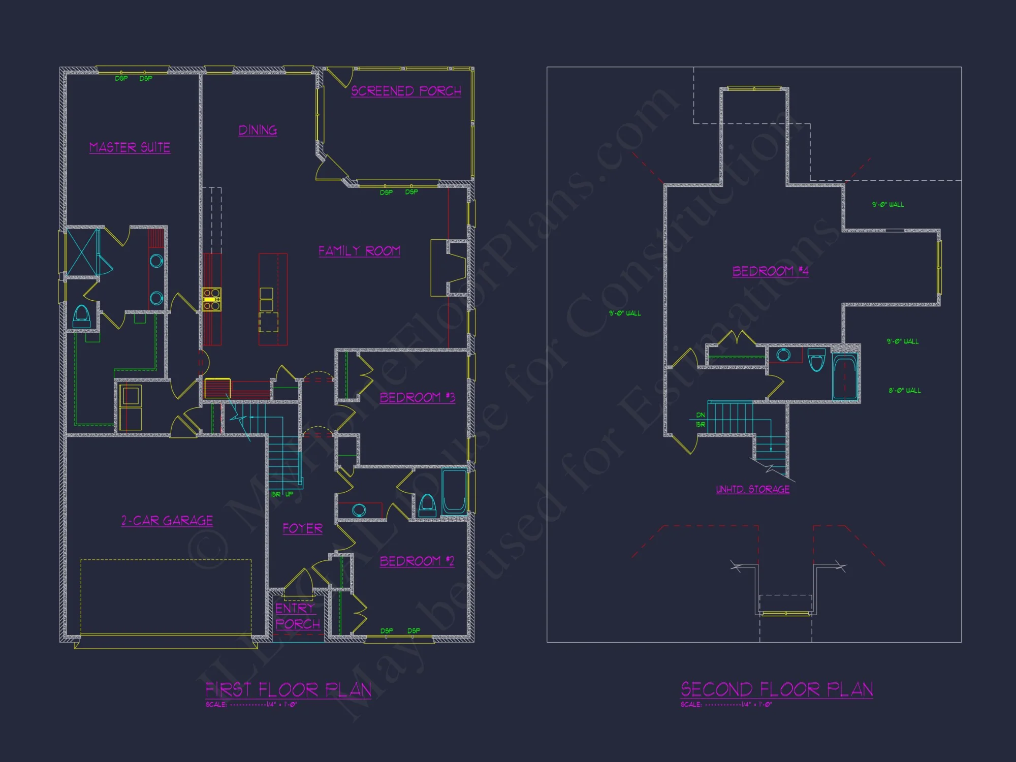 Spacious house Design with 4 Beds, Open Floor, & CAD Blueprint