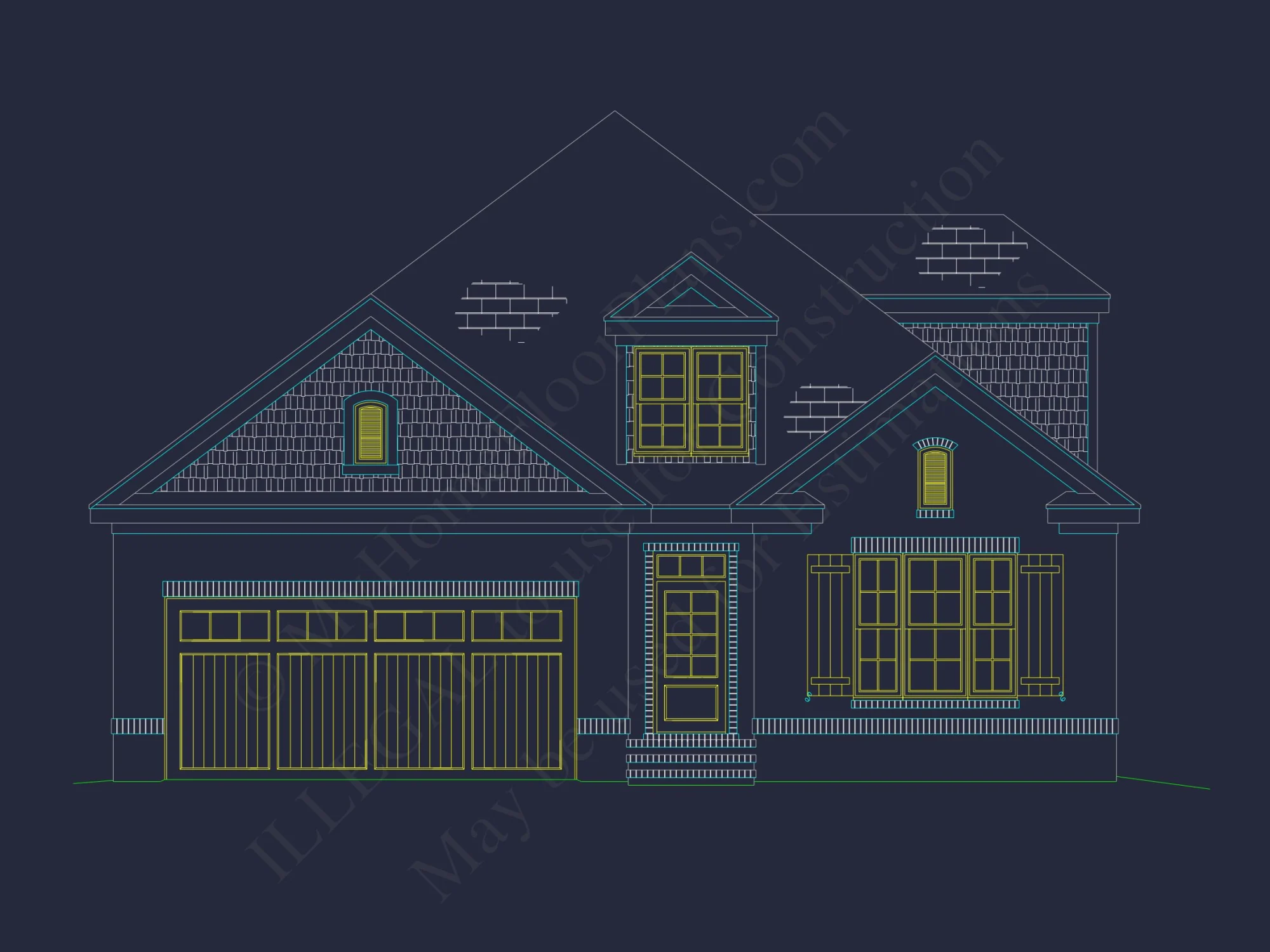 Spacious house Design with 4 Beds, Open Floor, & CAD Blueprint