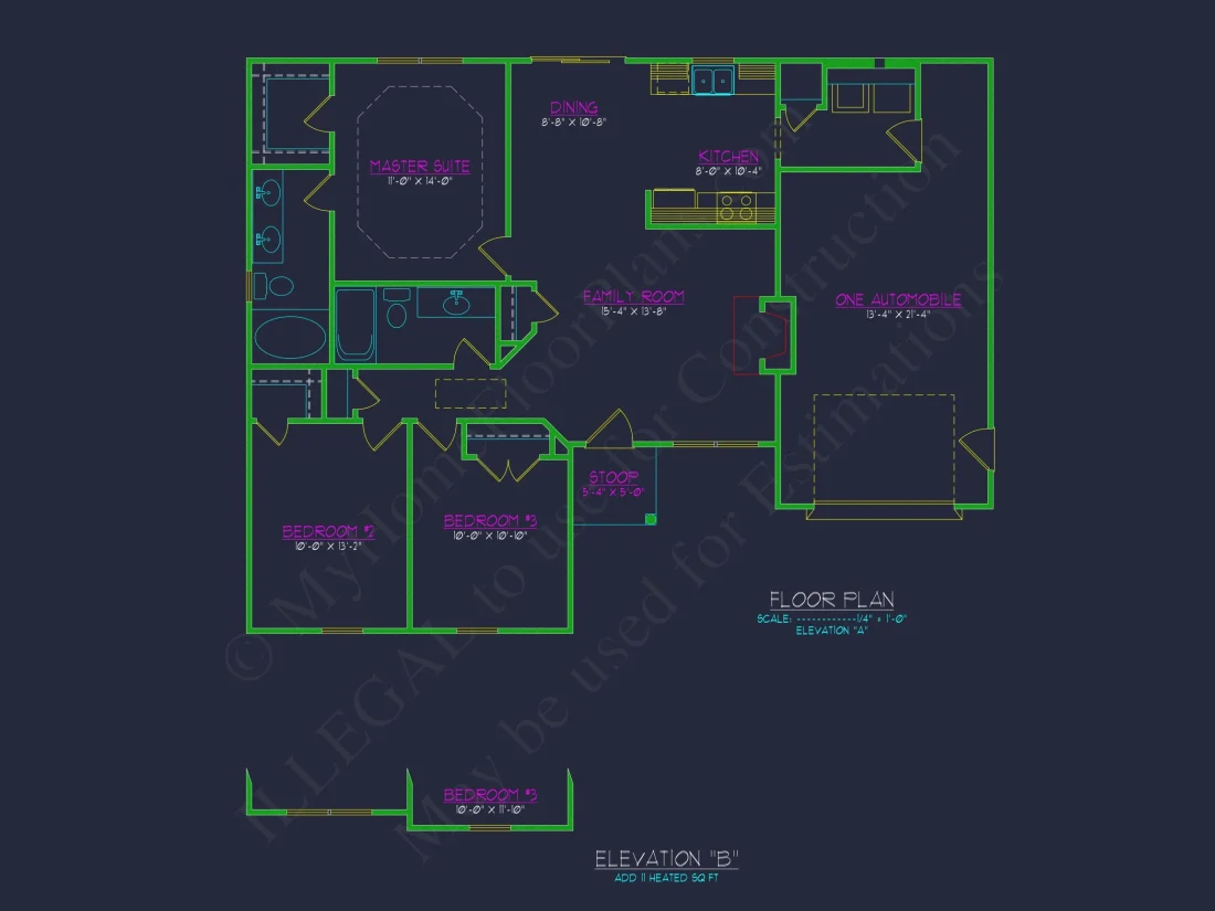 Charming Ranch house Plan: CAD Floor Plan & Architecture Designs
