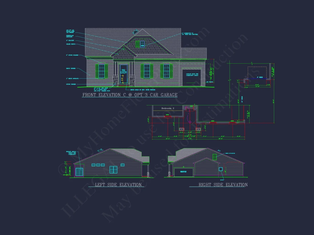 Traditional house Plan with 3 Bedrooms and CAD-Optimized Designs