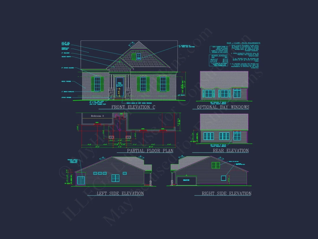 Traditional house Plan with 3 Bedrooms and CAD-Optimized Designs