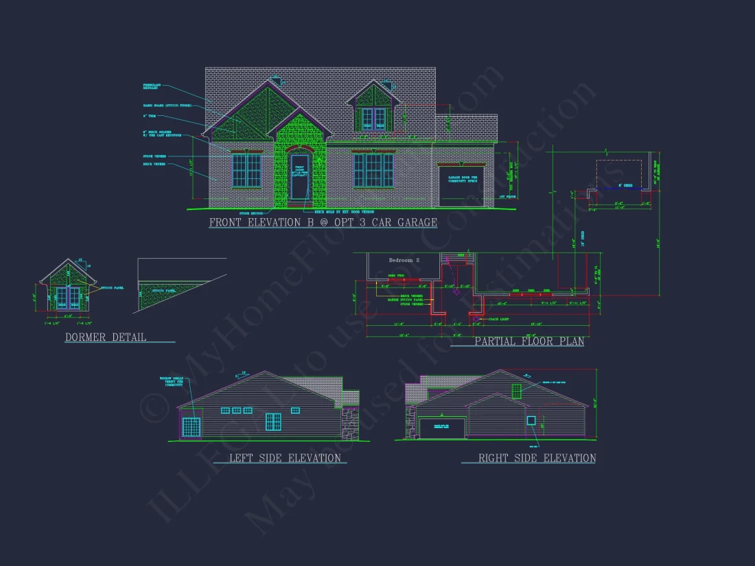 Traditional house Plan with 3 Bedrooms and CAD-Optimized Designs
