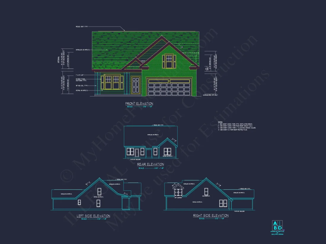 Elegant house Plan with 1.5 Floors, CAD Blueprints & Designs