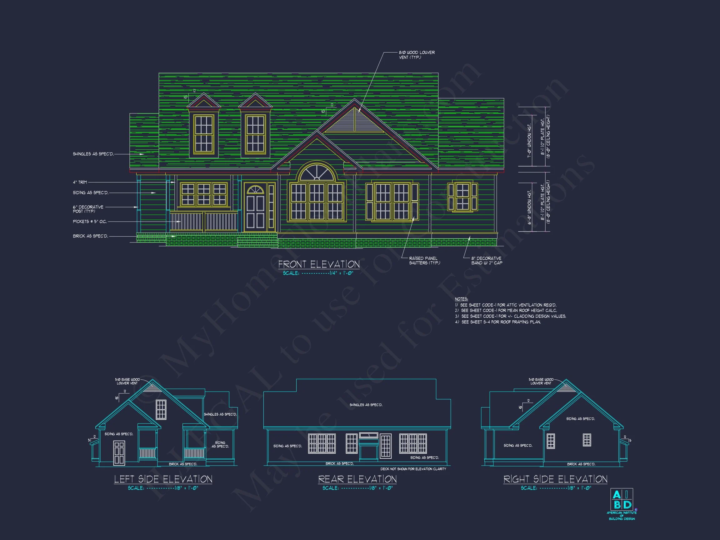 10-1141 HOUSE PLAN - Traditional Home Plan - 3-Bed, 2-Bath, 1,950 SF 2 Elegant Small house Plan with CAD Blueprint for Designers