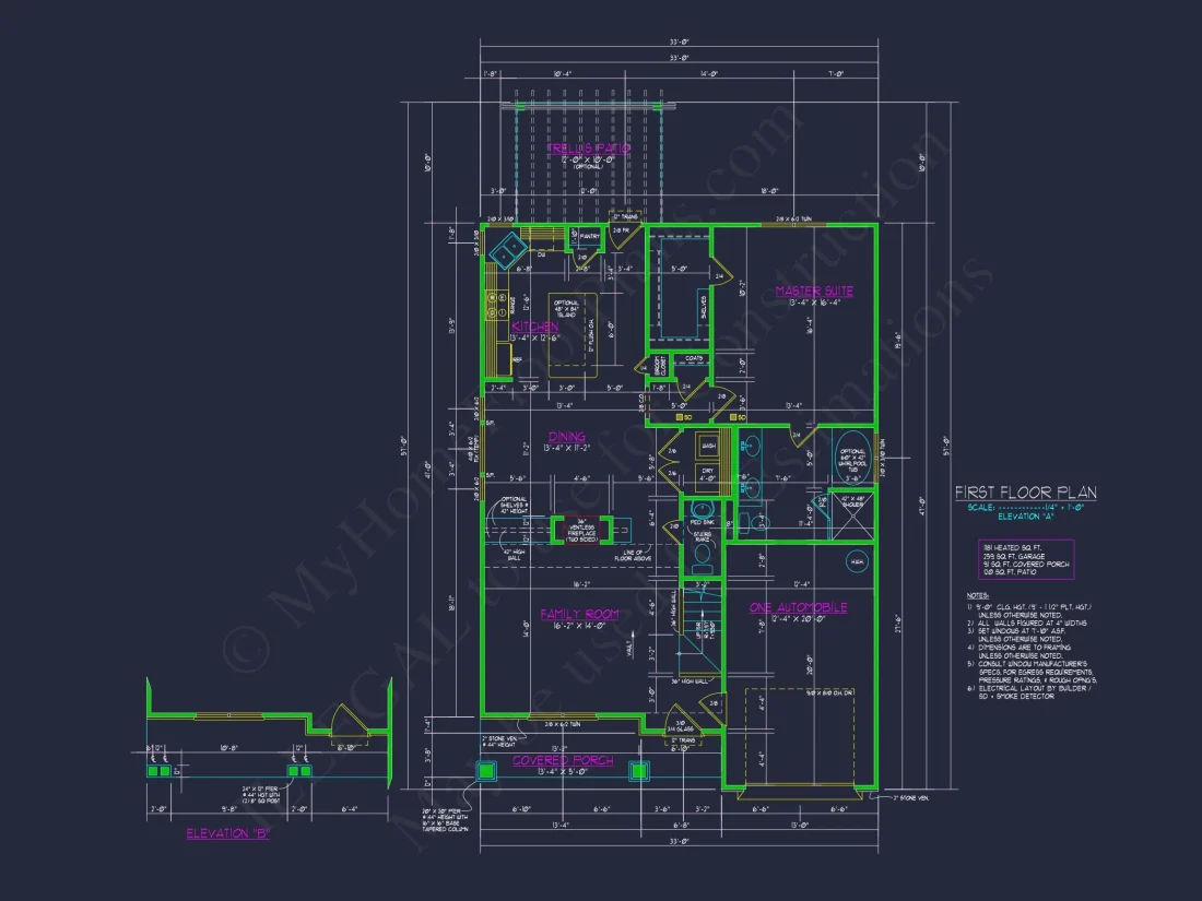 Craftsman house Plan with Detailed Floor Blueprint and Designs